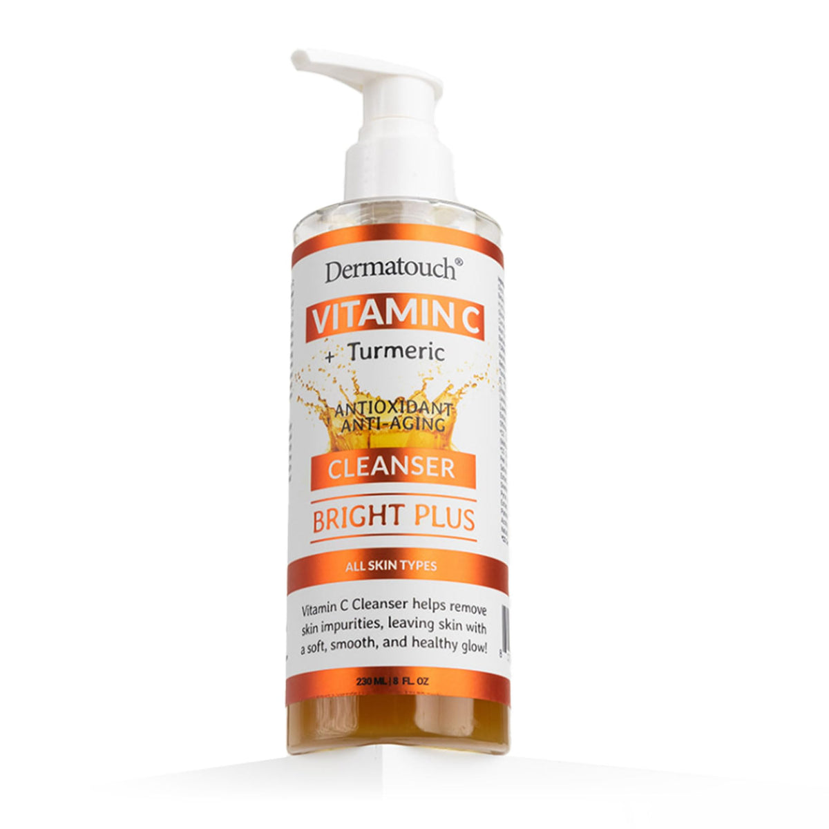 DERMATOUCH Vitamin C Turmeric Cleanser bottle front supports daily cleansing and brightening.