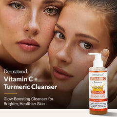 DERMATOUCH Vitamin C Turmeric Cleanser foam close-up for gentle cleansing and hydration.