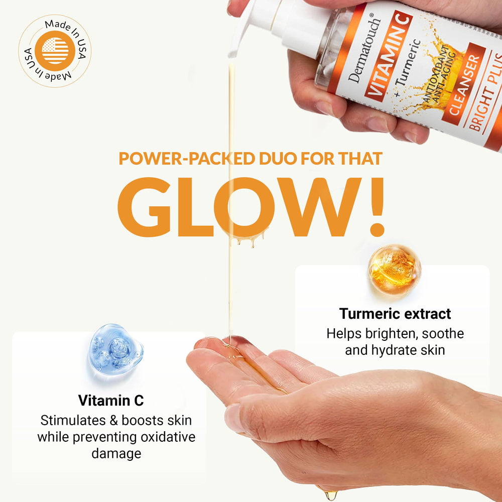 DERMATOUCH cleanser ingredients with cucumber, lavender, lemon for soothing nourishment.