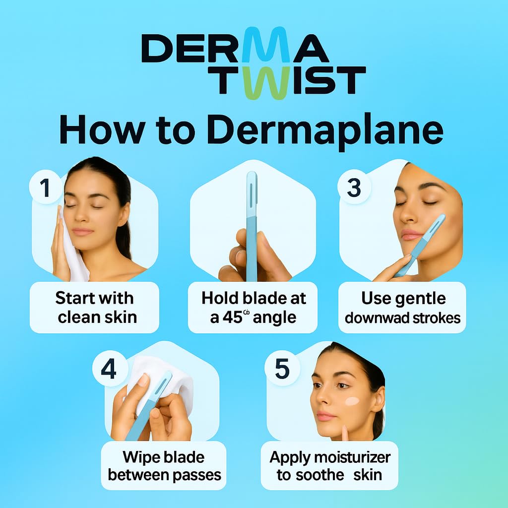 DermaTwist tool removing peach fuzz for makeup-ready skin.