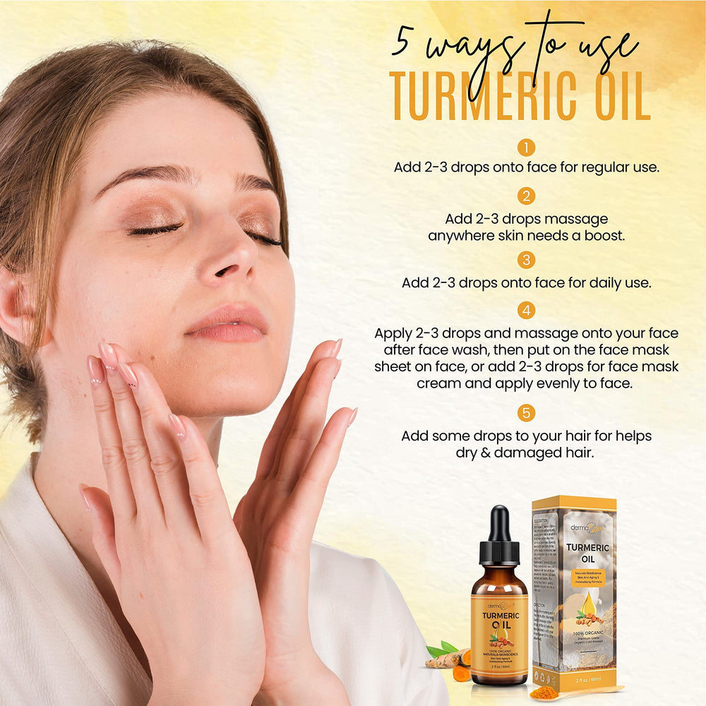 DERMAXGEN Turmeric Oil on skin contrast for improved tone and glow.