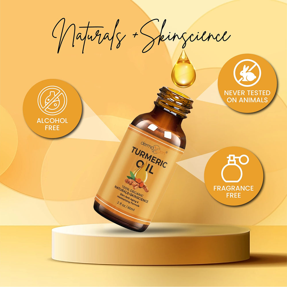DERMAXGEN Turmeric oil texture swirl on skin showing a silky finish.