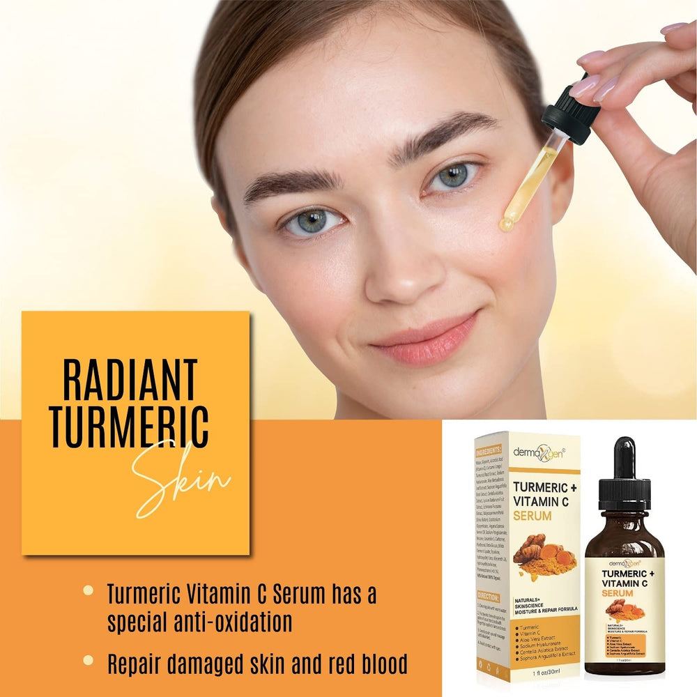 DERMAXGEN Turmeric + Vitamin C Serum texture swirl shows smooth, ready-to-apply finish