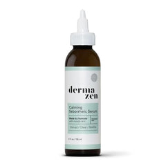 Dermazen Calming Serum bottle with dropper promoting scalp relief and calm skin