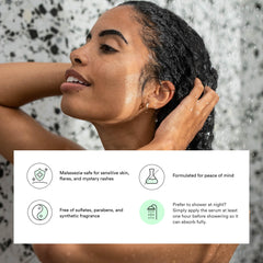 Dermazen cleansing scalp therapy shampoo lather demonstrates oil-free cleansing benefits