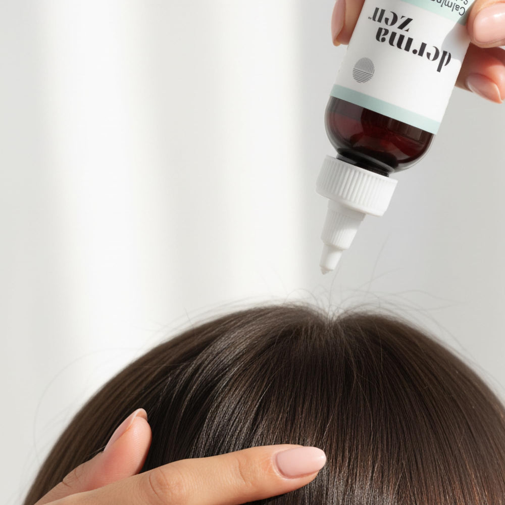 Dermazen Seborrheic Serum ingredients visual highlights aloe, hyaluronic acid, and tea tree benefits