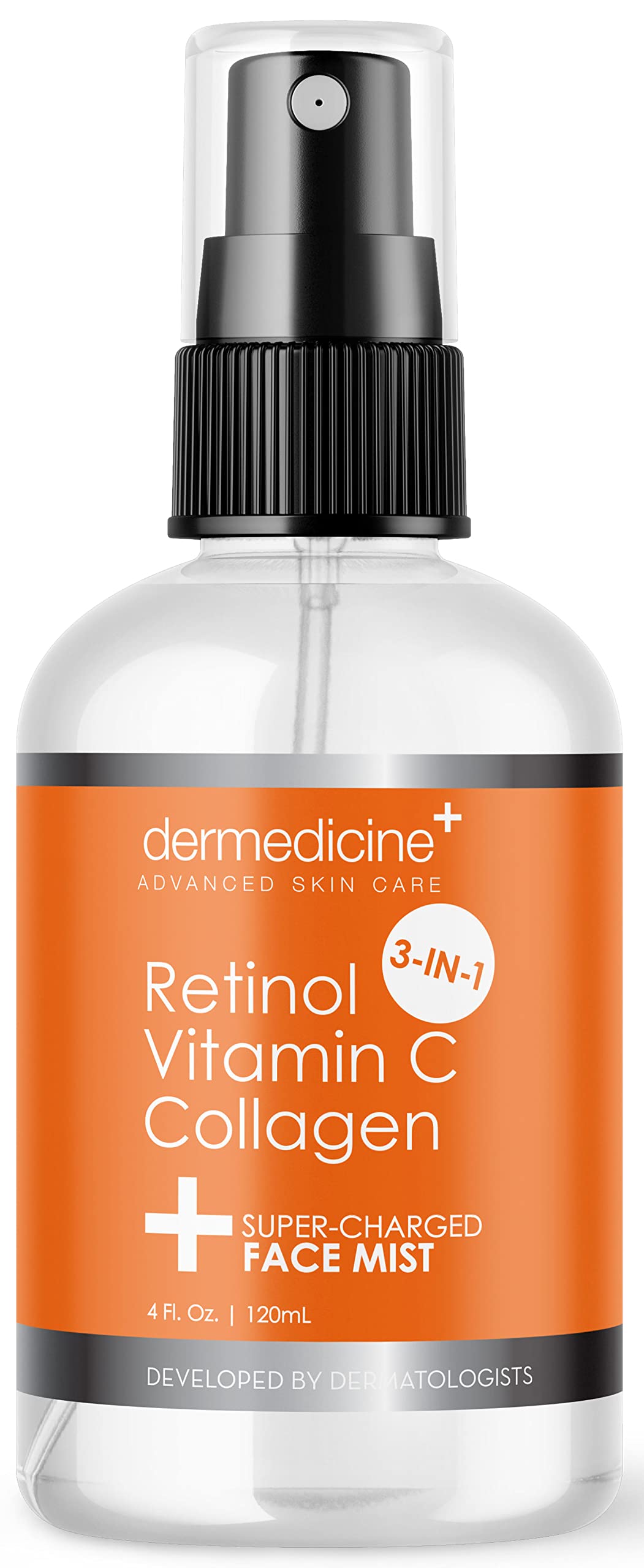 Dermedicine 3in1 face mist bottle promotes hydration for a glowing complexion.