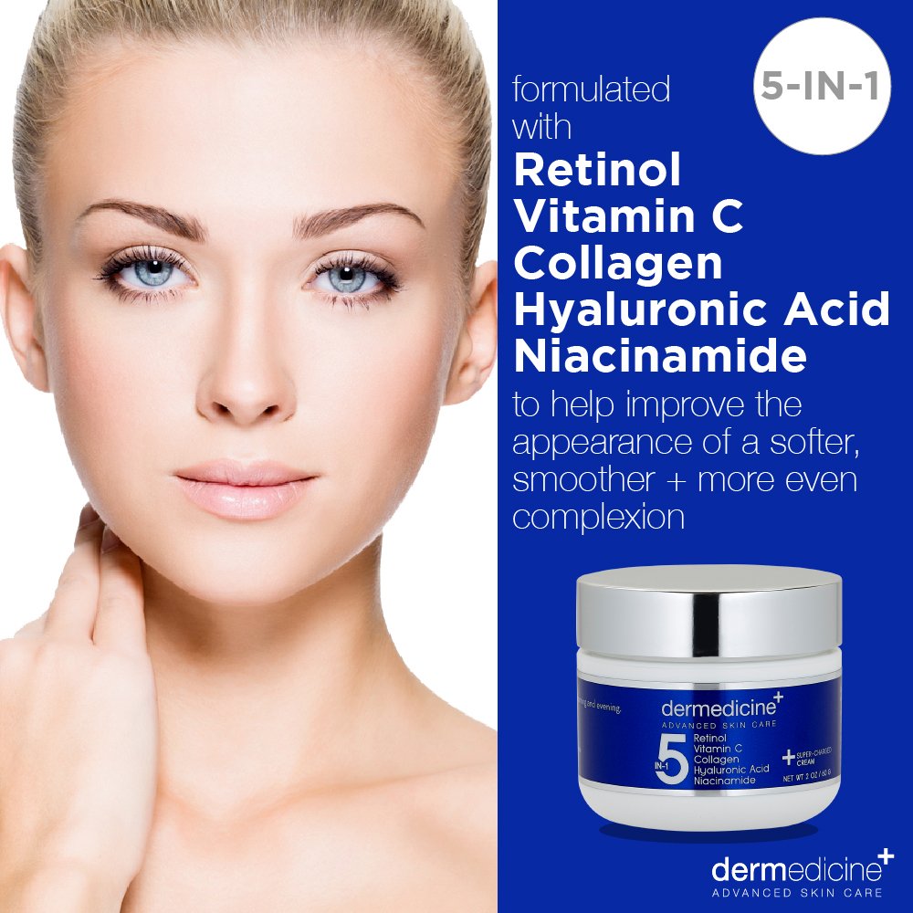 Dermedicine cream texture swirl highlighting hydrating formula for glow.