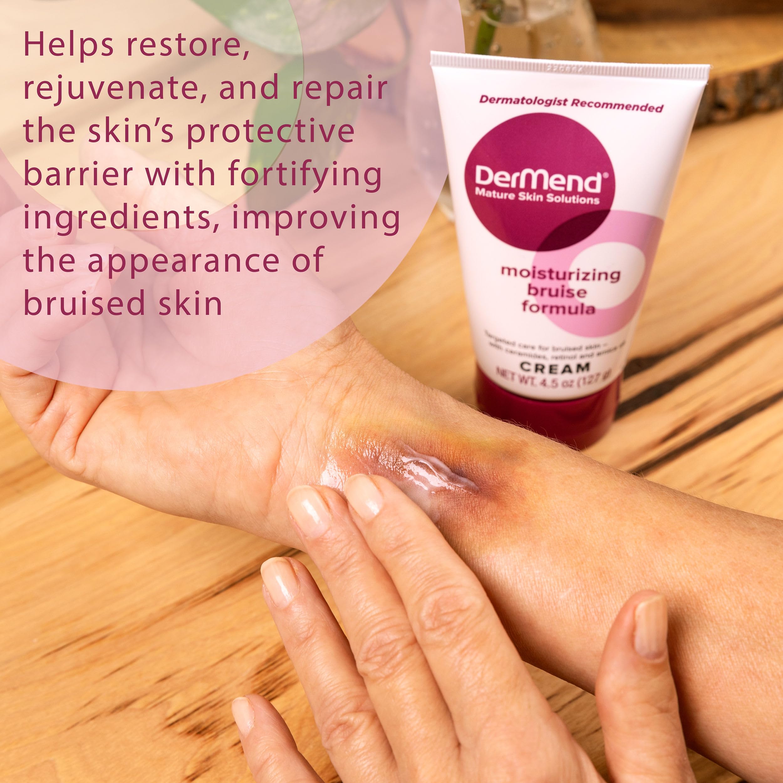 Dermend Arnica Bruise Cream natural ingredients close-up communicates skin-friendly care