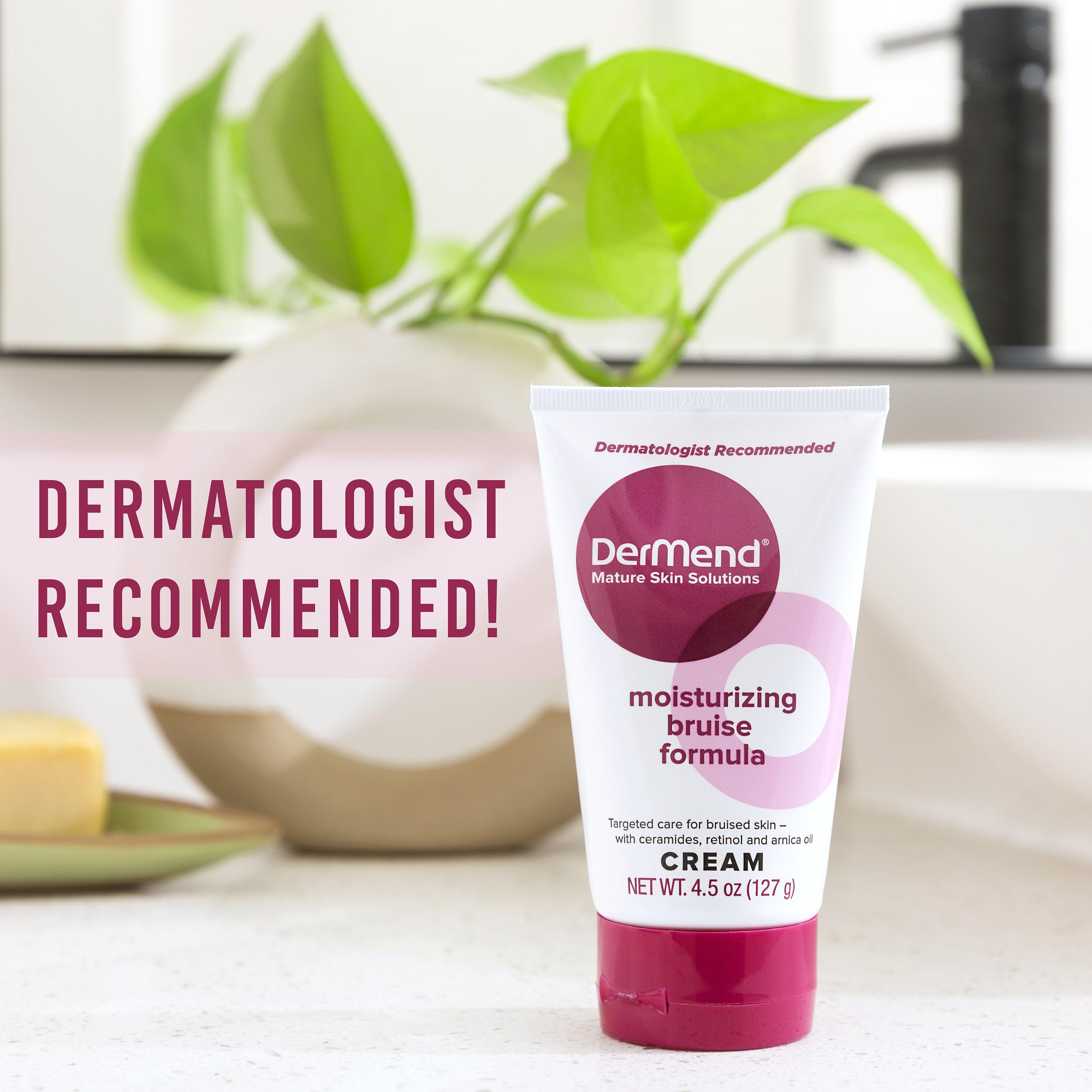 Dermend Arnica Bruise Cream packaging label emphasizes natural ingredients and vitamin-rich formula