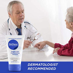 Dermend cream being gently applied to the face in a soothing routine