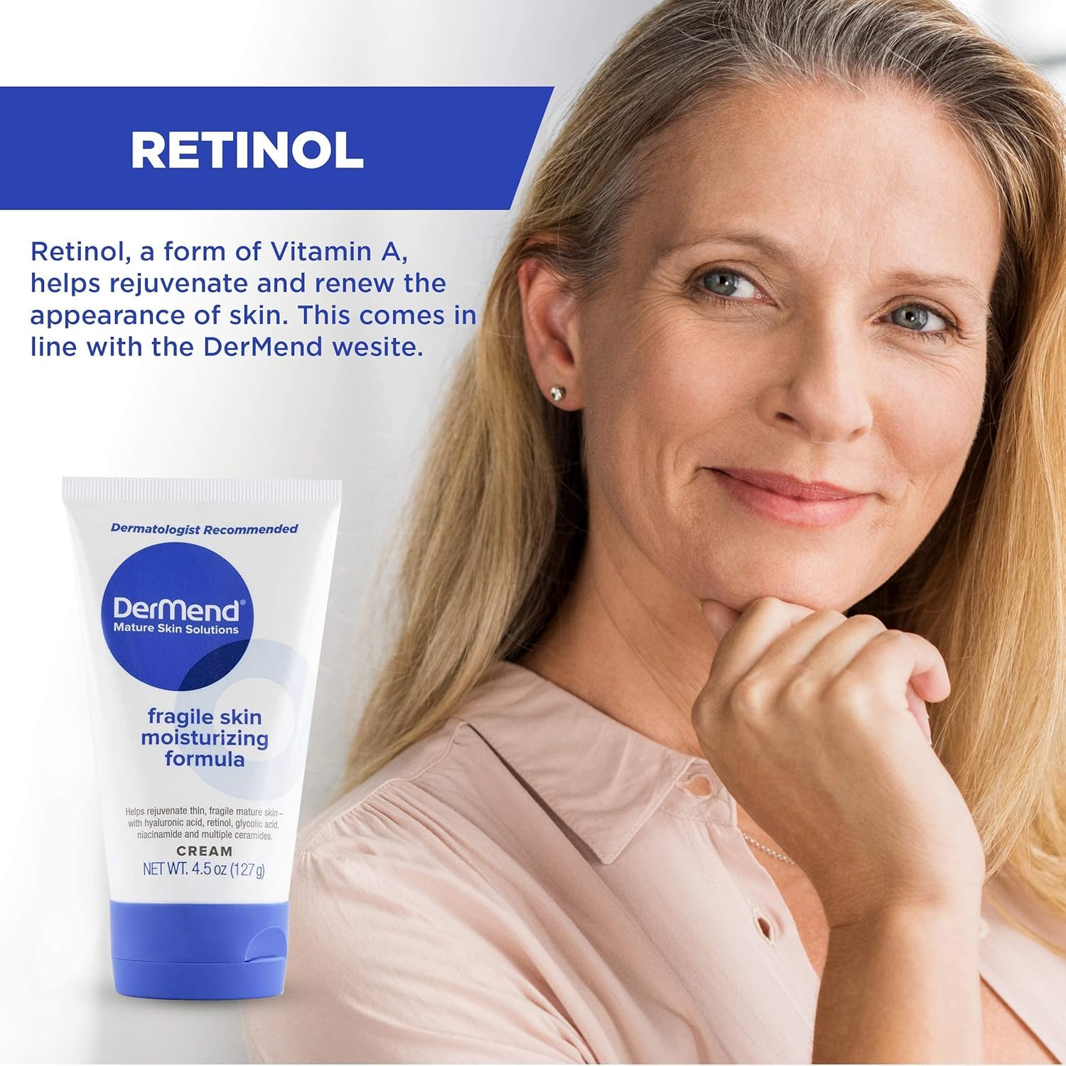 Texture close-up of Dermend cream showing rich hydration for dry skin