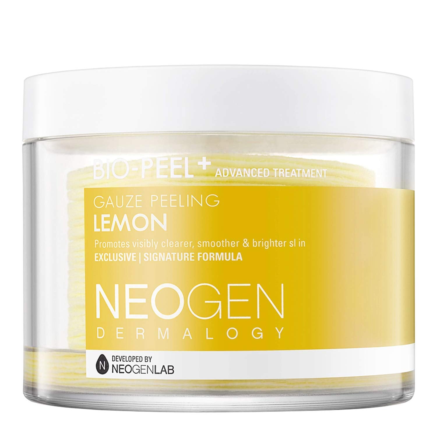 DERMALOGY Bio-Peel Gauze Lemon box highlights gentle exfoliation for smoother skin.