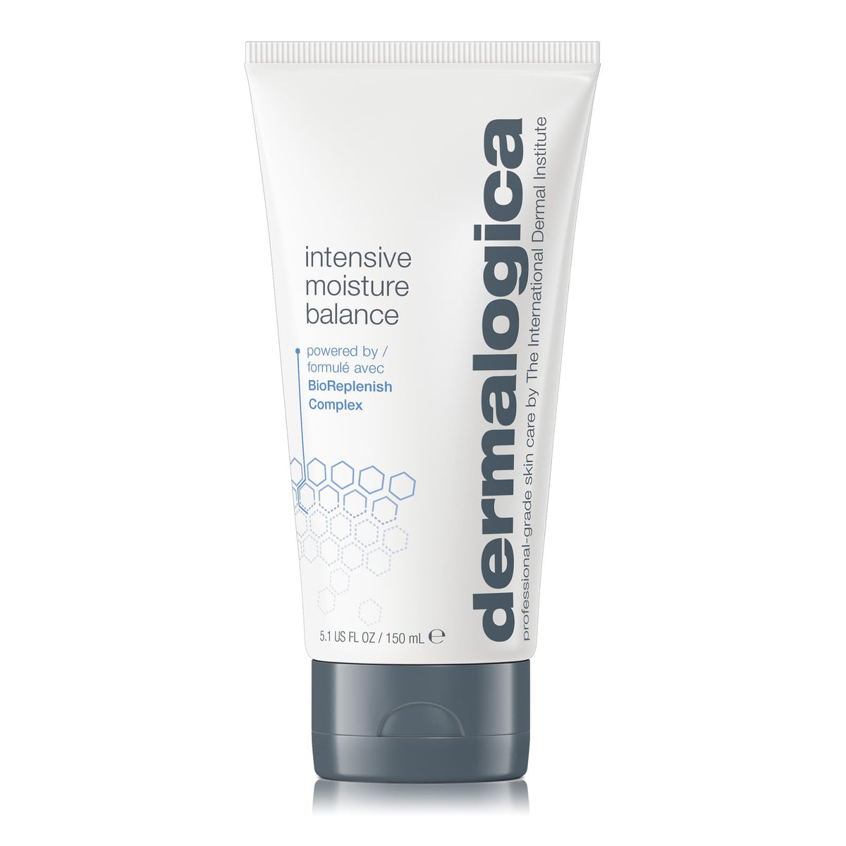 Dermalogica Intensive Moisture Balance jar close-up shows rich, creamy texture for deep hydration.
