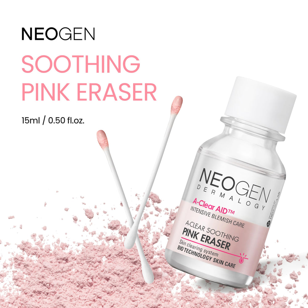 NEOGEN A-Clear pink calamine powder layer being dispensed for blemish relief.