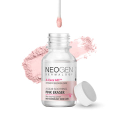 DERMALOGY by NEOGENLAB A-Clear pink eraser jar close-up for blemish spot relief.