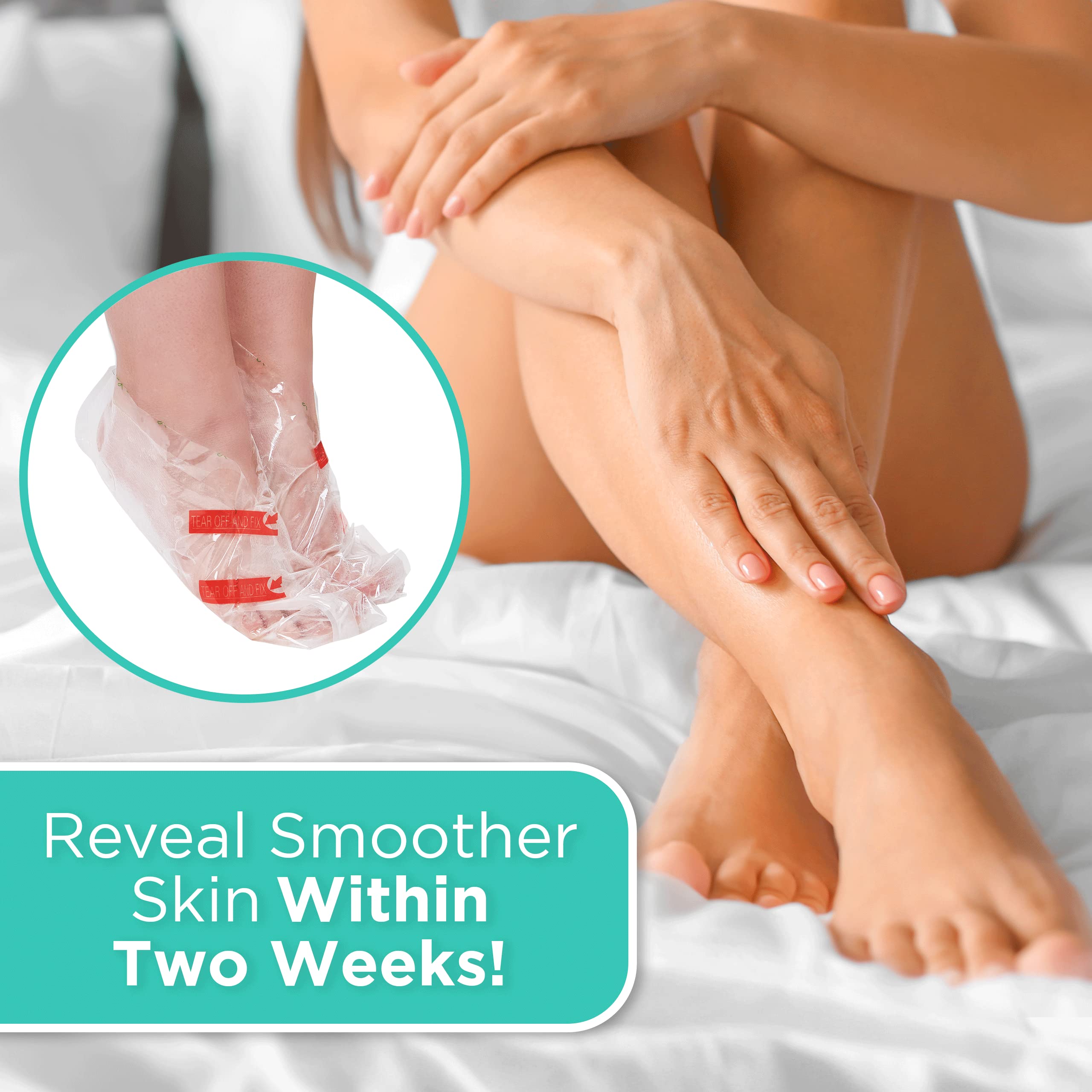 DERMORA Foot Peel Mask close-up of foot skin shows gentle exfoliation