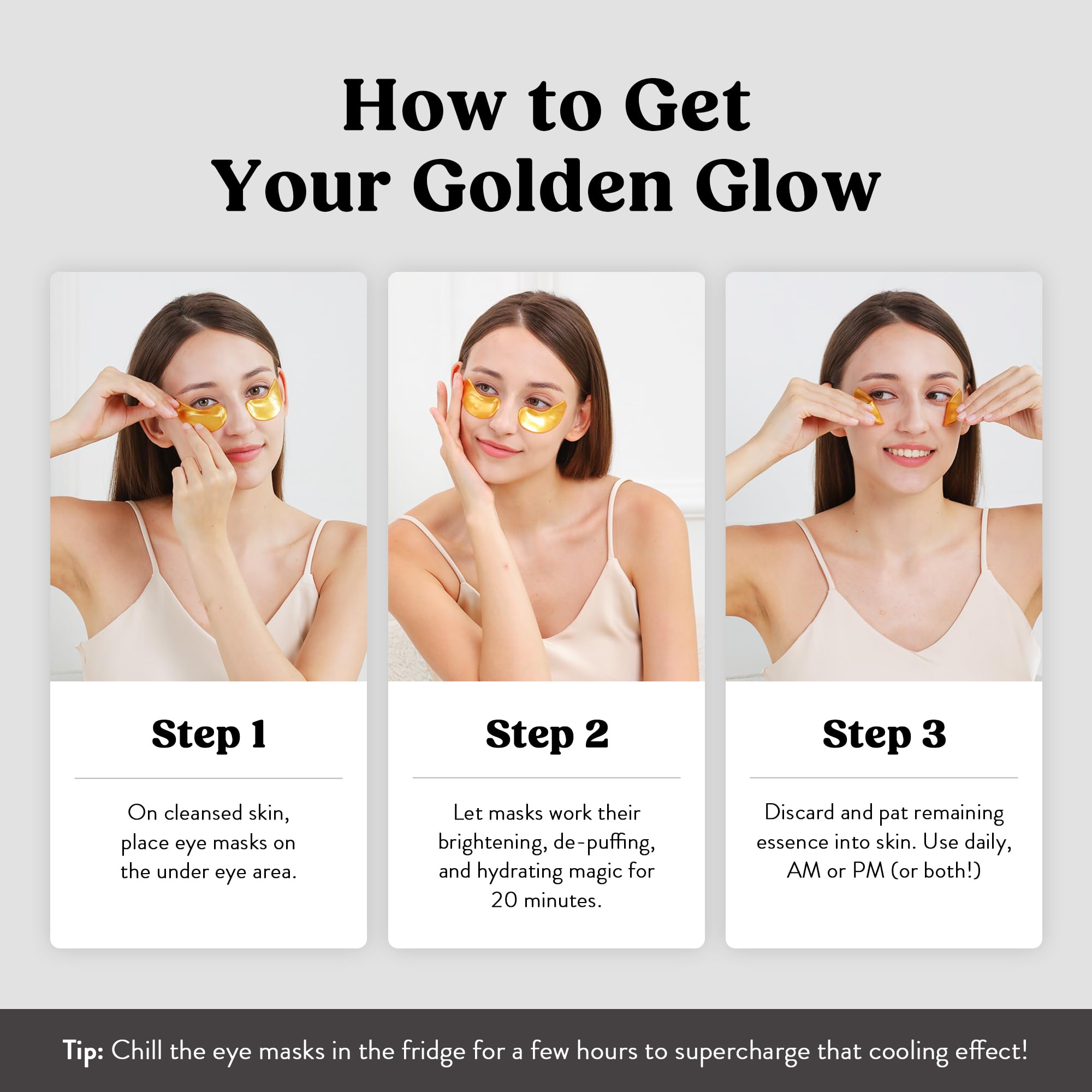 DERMORA Golden Glow Under Eye Patches may reduce puffiness and brighten under-eye area