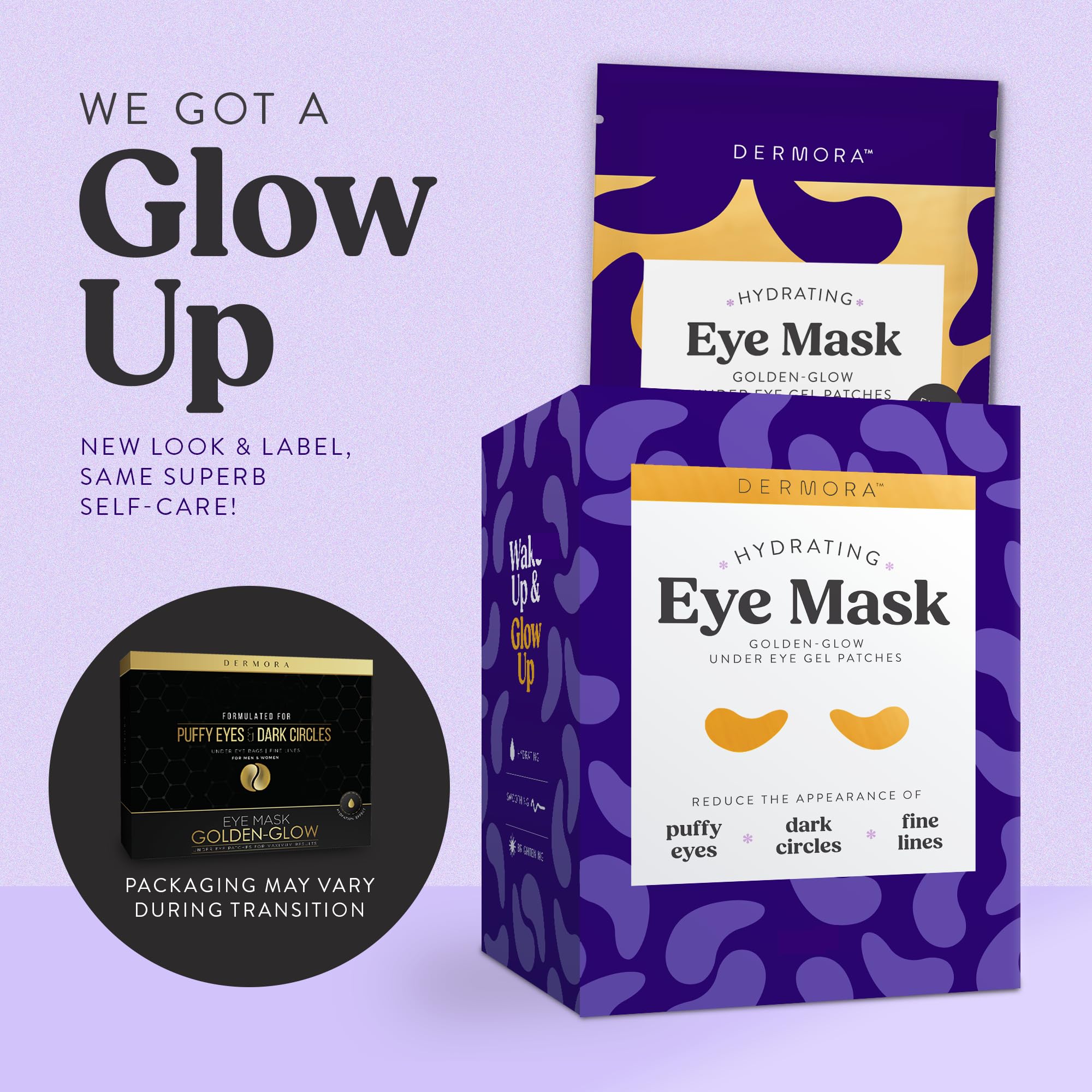 DERMORA Golden Glow Under Eye Patches individually wrapped for hygienic use