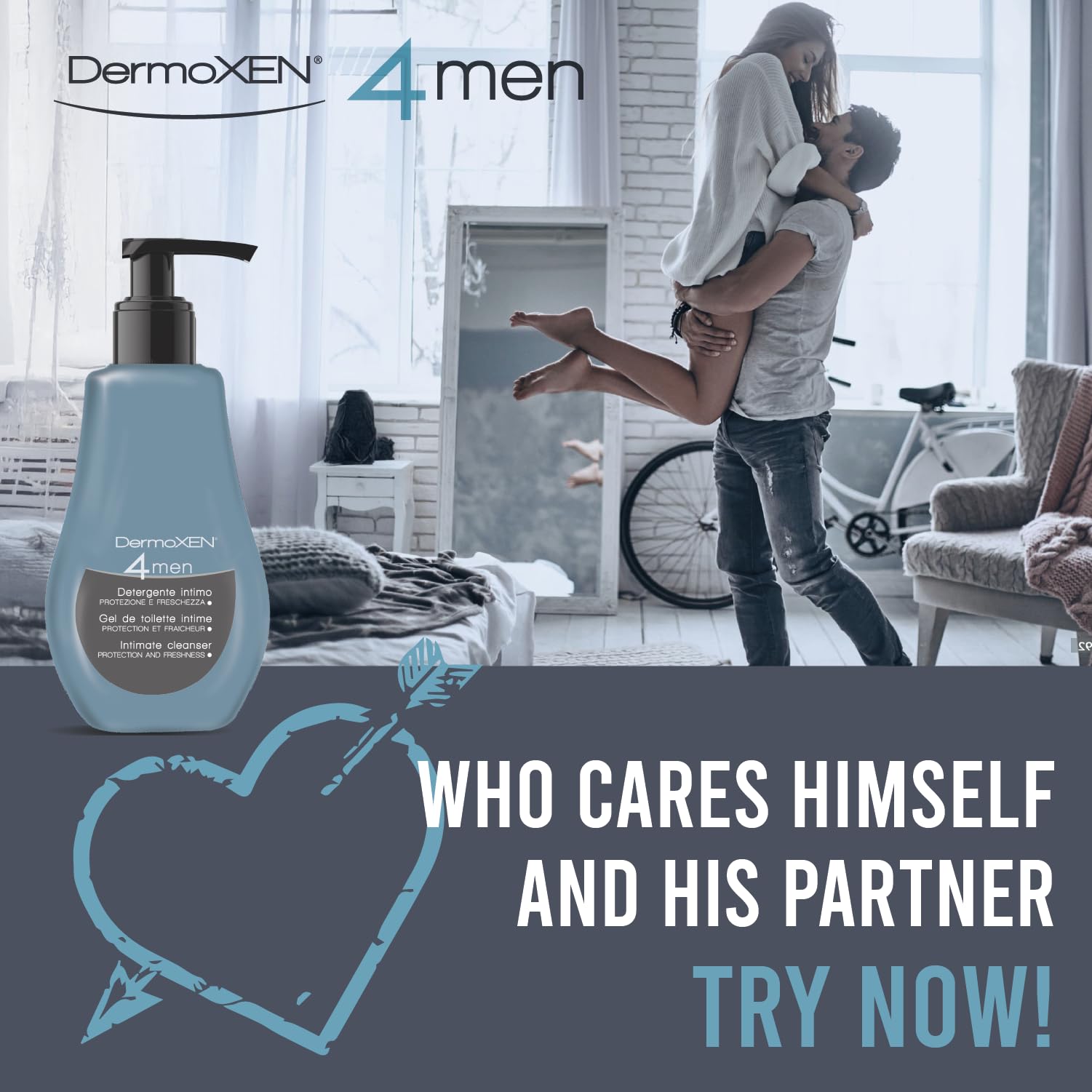 DERMOXEN 4Men daily-use scene portrays routine hygiene for active lifestyles