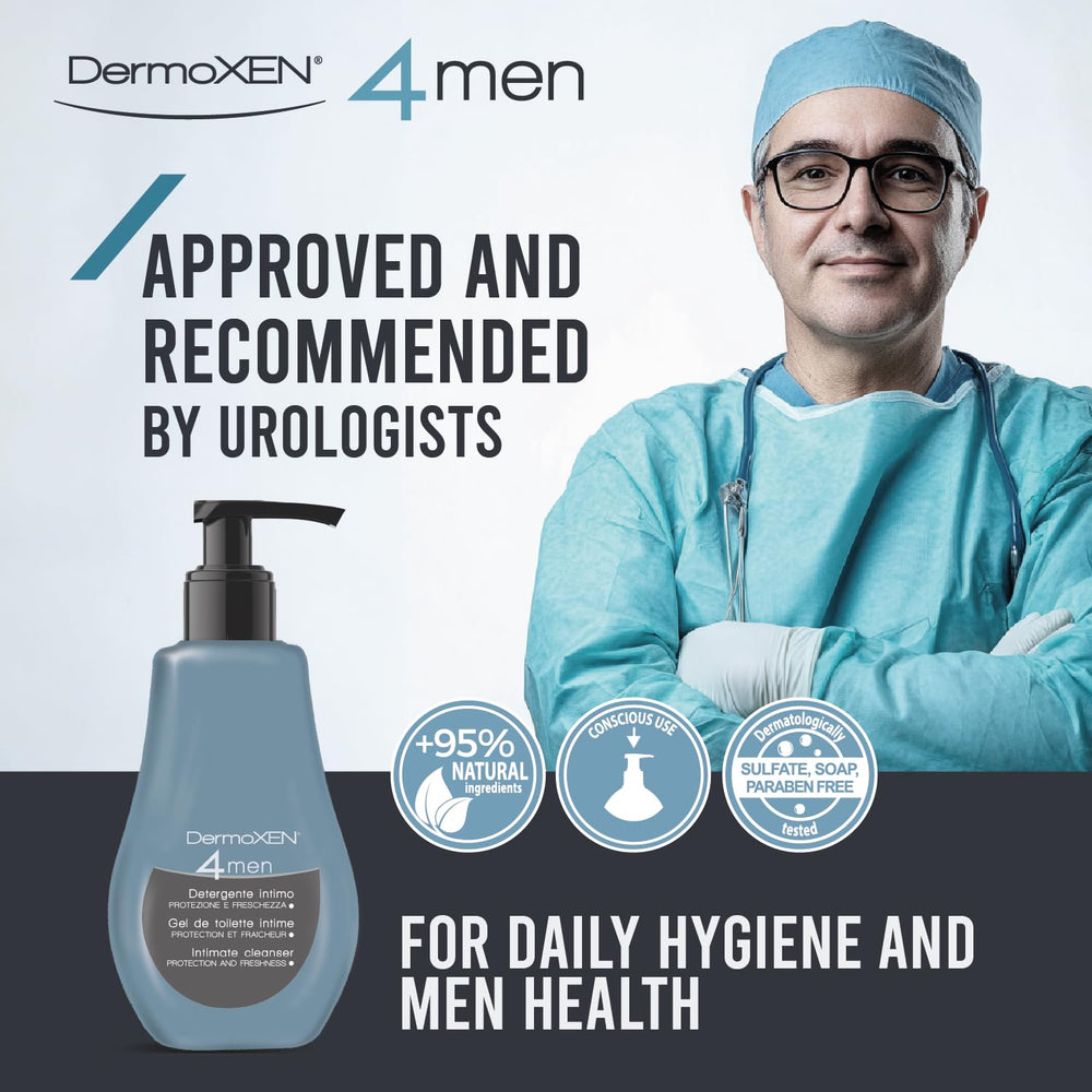 DERMOXEN 4Men water-rinse cap shows rinse-off after use