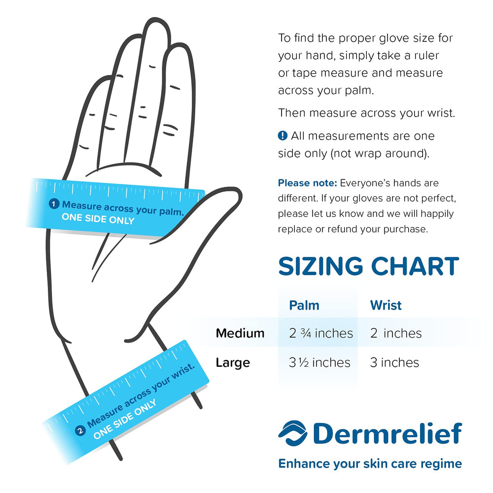 Dermrelief cotton gloves reinforced stitching for durability and long-term use.