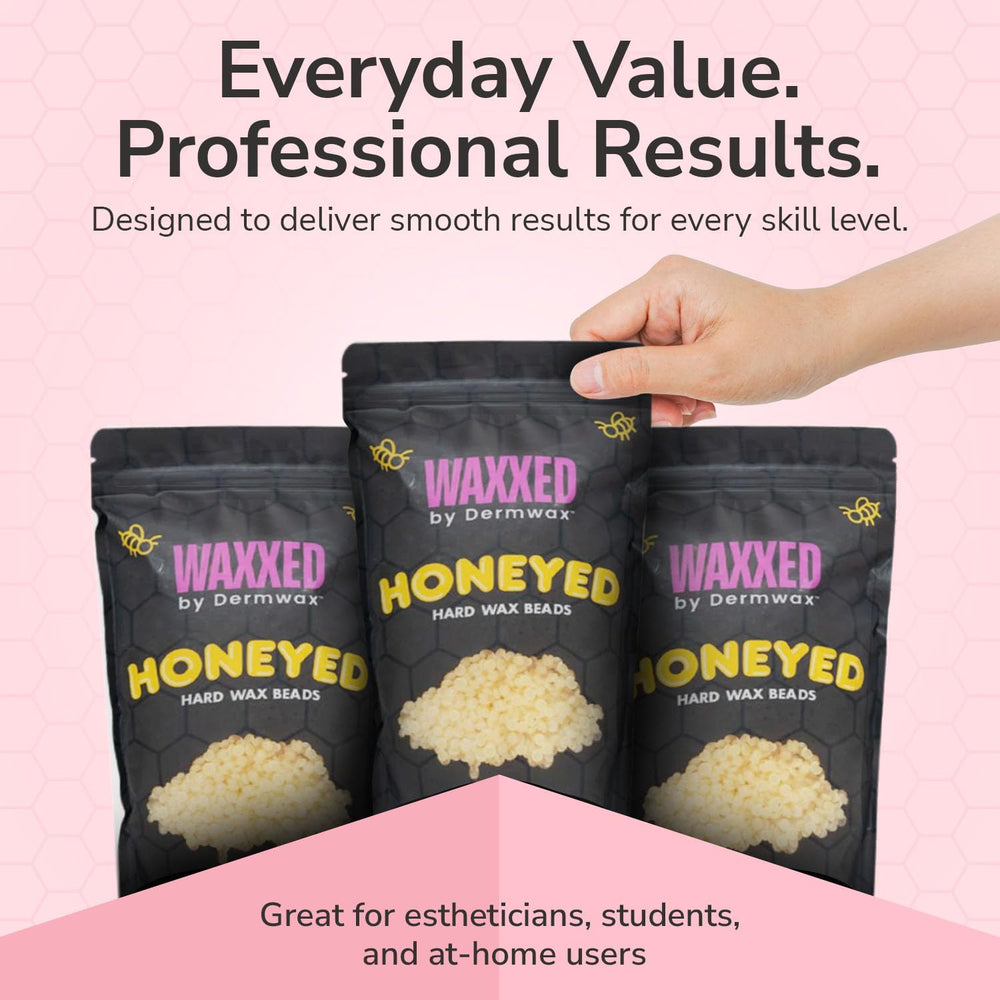 Dermwax WAXXED Honeyed Hard Wax Beads golden gel texture appearance