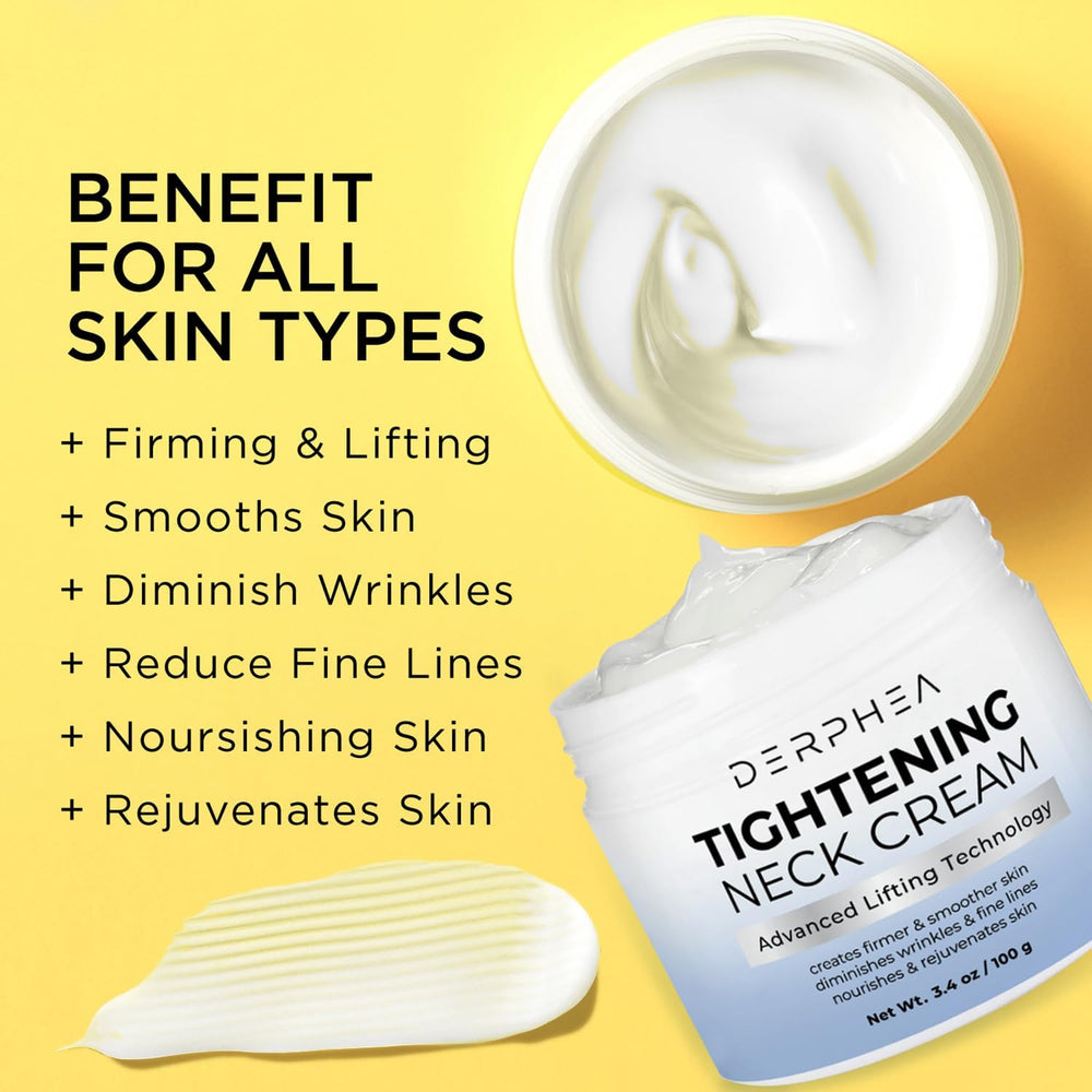 DERPHEA Neck Cream hydrating application yields soft, moisturized skin.