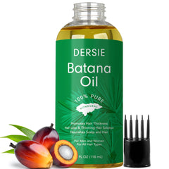 Dersie Batana Oil bottle shows pure organic formula for nourishing hair.