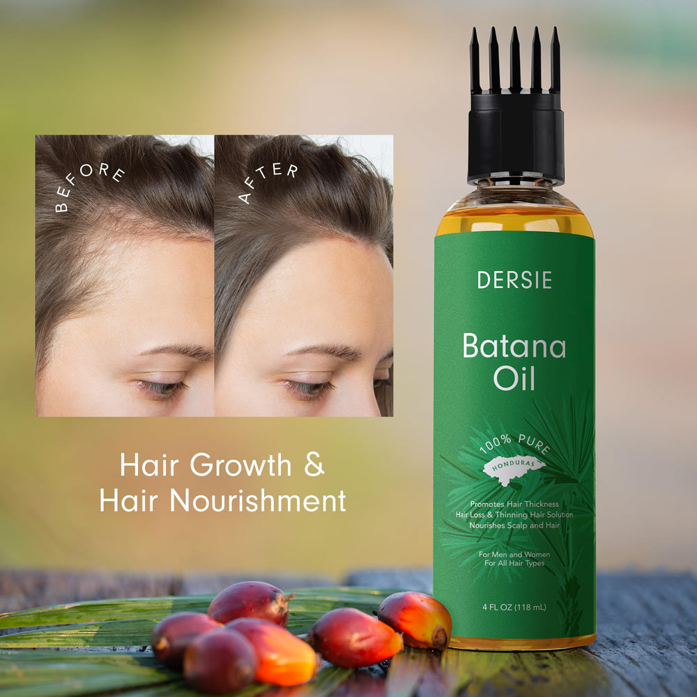 Dersie Batana Oil close-up emphasizes rich, amber texture for nourishment.