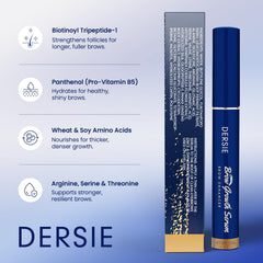 Dersie Eyebrow Growth Serum packaging highlights six-month supply.