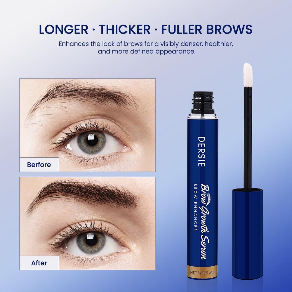 Dersie Eyebrow Growth Serum applied results on brows during nightly routine.