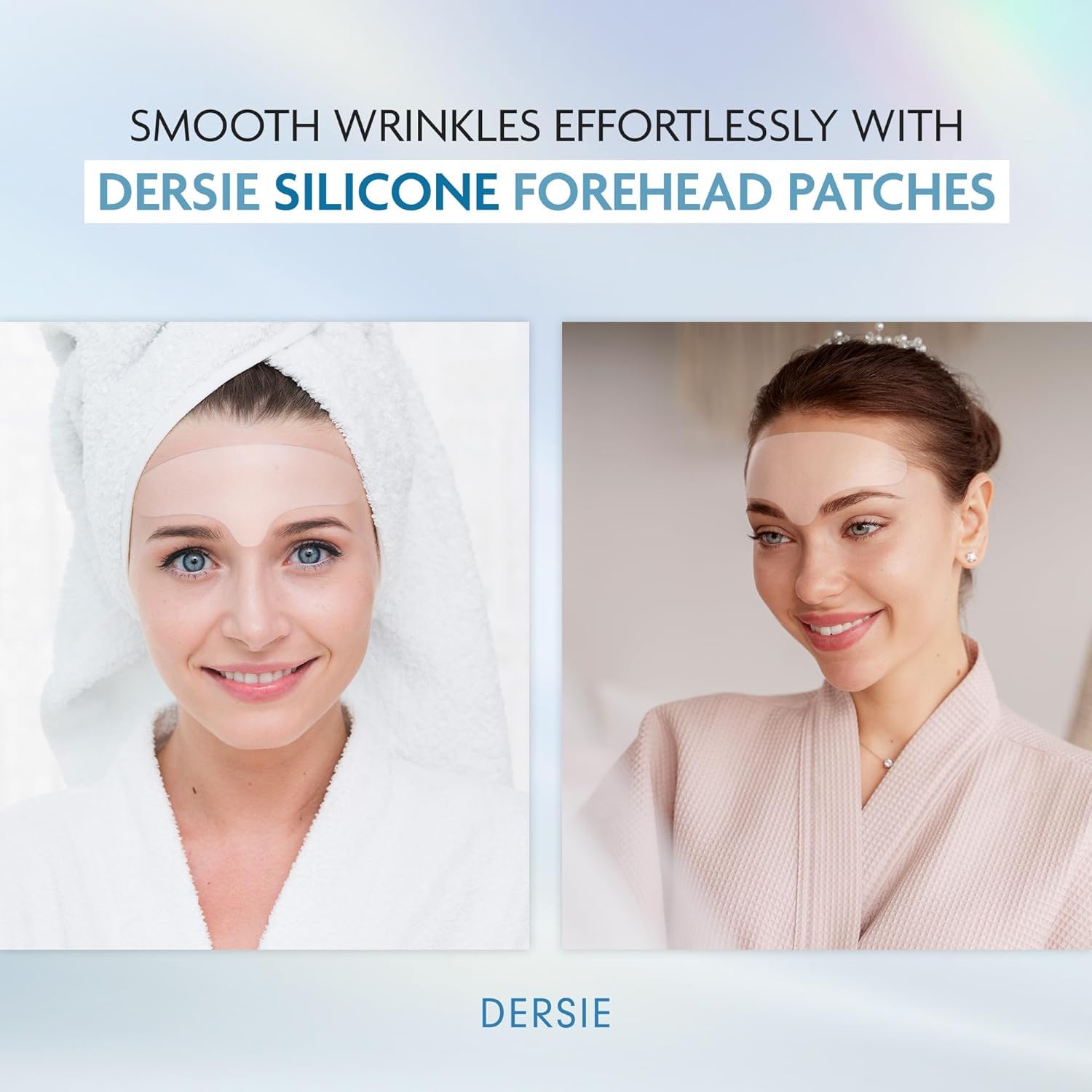 Dersie forehead patch on skin at night targets forehead lines.