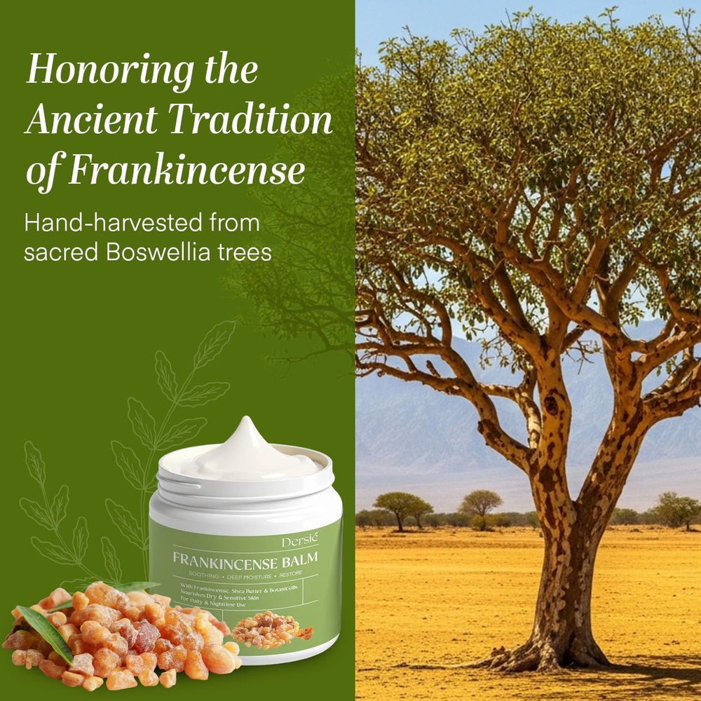 Dersie Frankincense Balm nourishes skin with shea and coconut oils