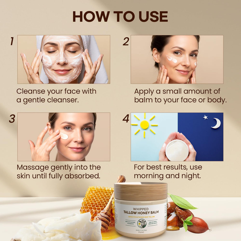Dersie grass-fed tallow massage closeup illustrates deep hydration.