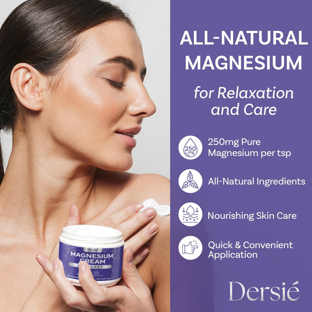 Dersie magnesium cream with camellia seed oil for soft, hydrated skin.