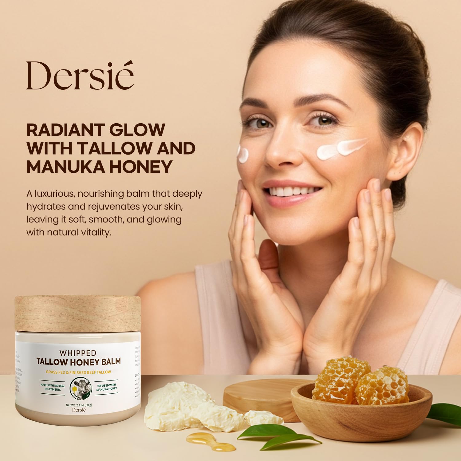 Dersie Manuka honey in balm closeup highlights soothing moisture balance.