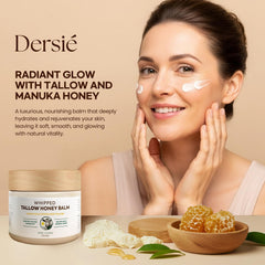 Dersie Manuka honey in balm closeup highlights soothing moisture balance.