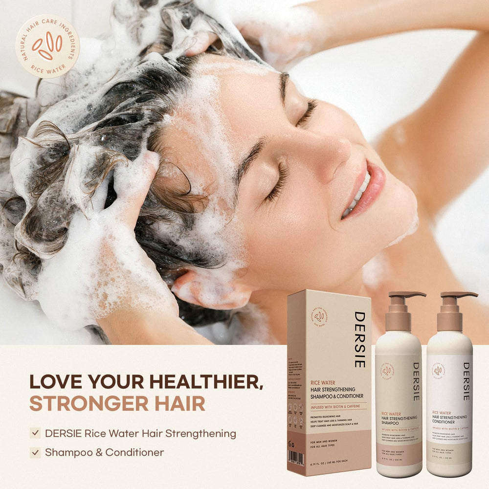 Dersie Shampoo and Conditioner packaging display—color-safe and vegan styling duo.