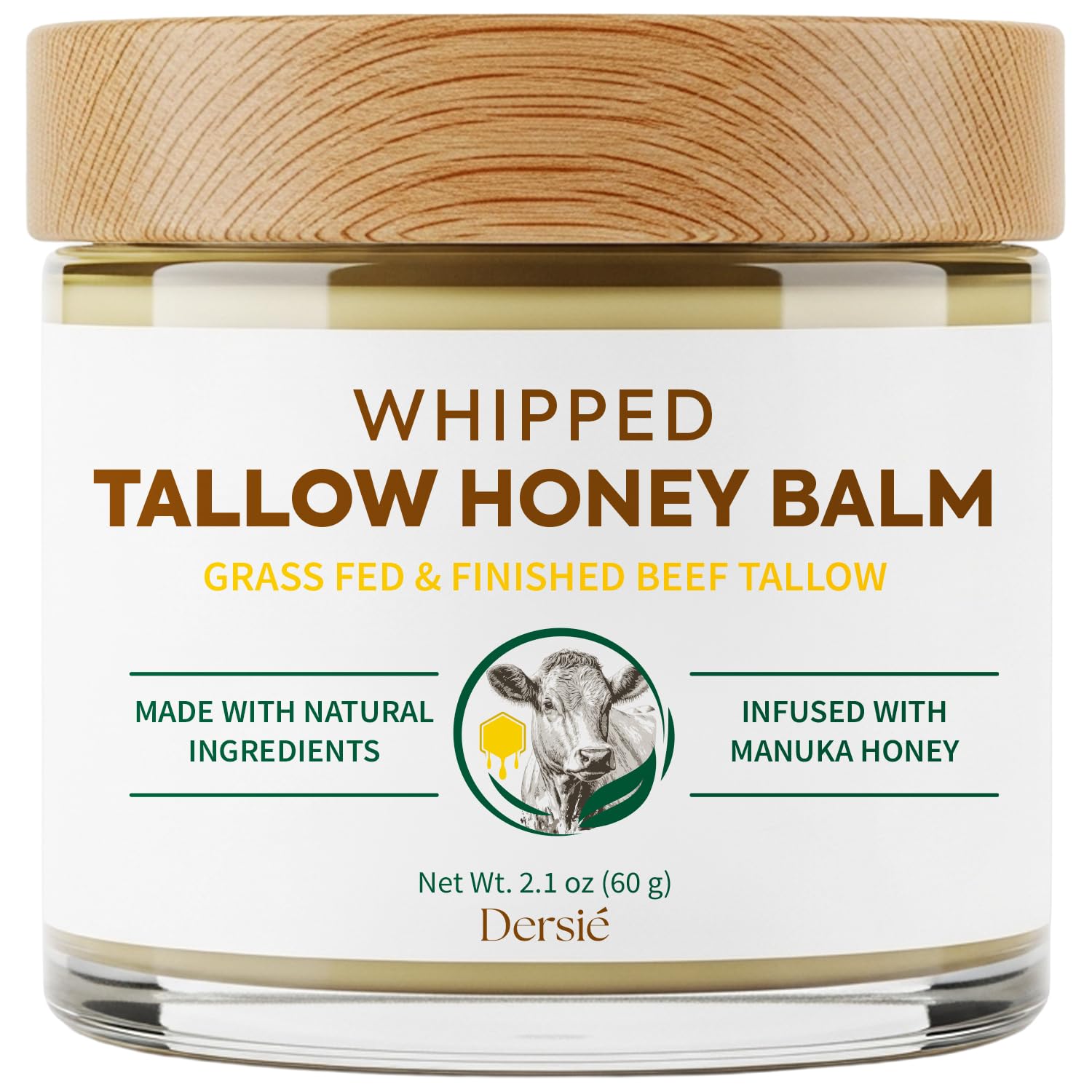 Dersie tallow and honey balm face jar delivers rich moisture for dry skin.