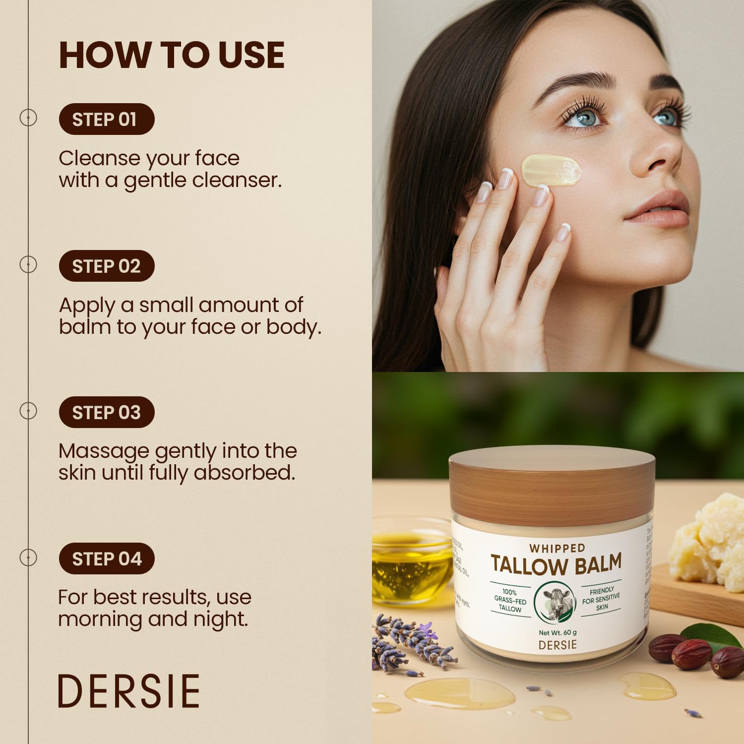 Dersie Whipped Tallow Cream gentle enough for babies and sensitive skin.