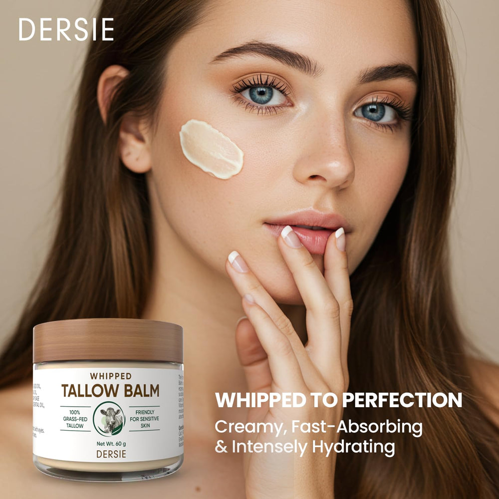 Dersie Whipped Tallow Cream in a jar, easy to smooth onto skin.