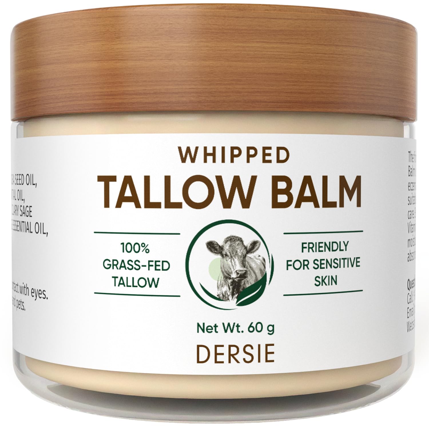 Dersie Whipped Tallow Cream texture close-up showing airy hydration for face and body.