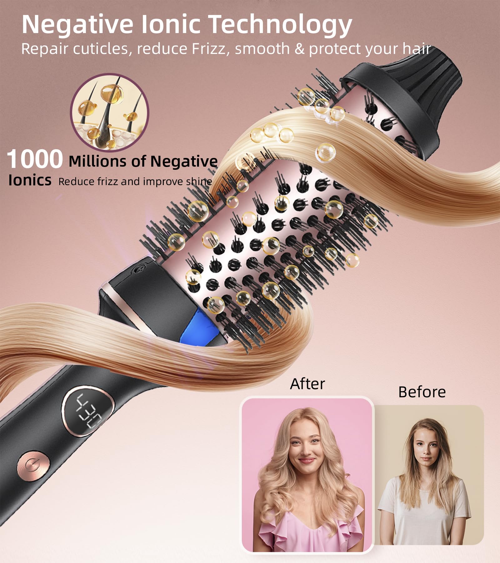 Desalo anti-scald nylon bristles glide through hair safely while detangling
