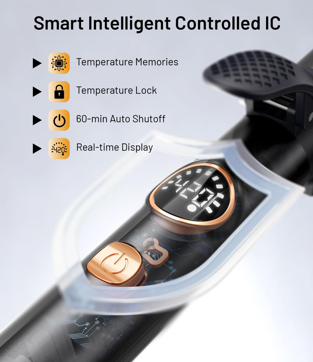 Desalo LCD display emphasizes precise temp control for customized styling.