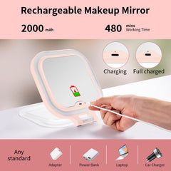 DESCHEN LED light triple-color mode illuminates skin tones for natural makeup application.