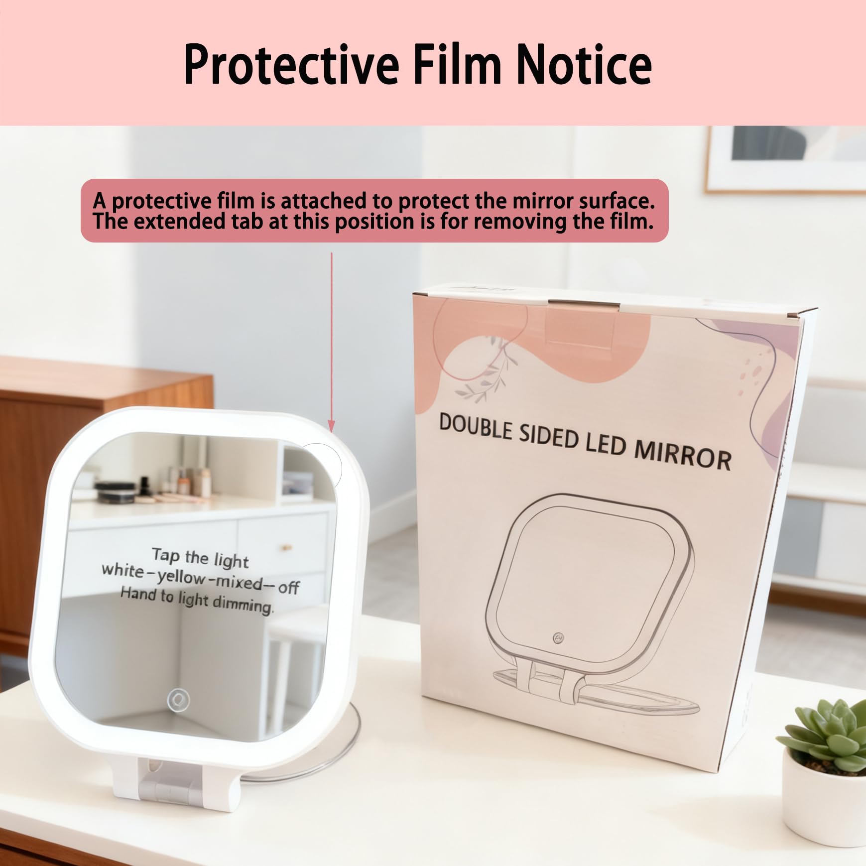 DESCHEN rechargeable makeup mirror enables wireless operation during travel or home.