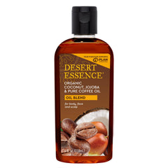 Desert Essence arabica-coffee-oil-drop emphasizes its rich scent and skin-soothing potential.