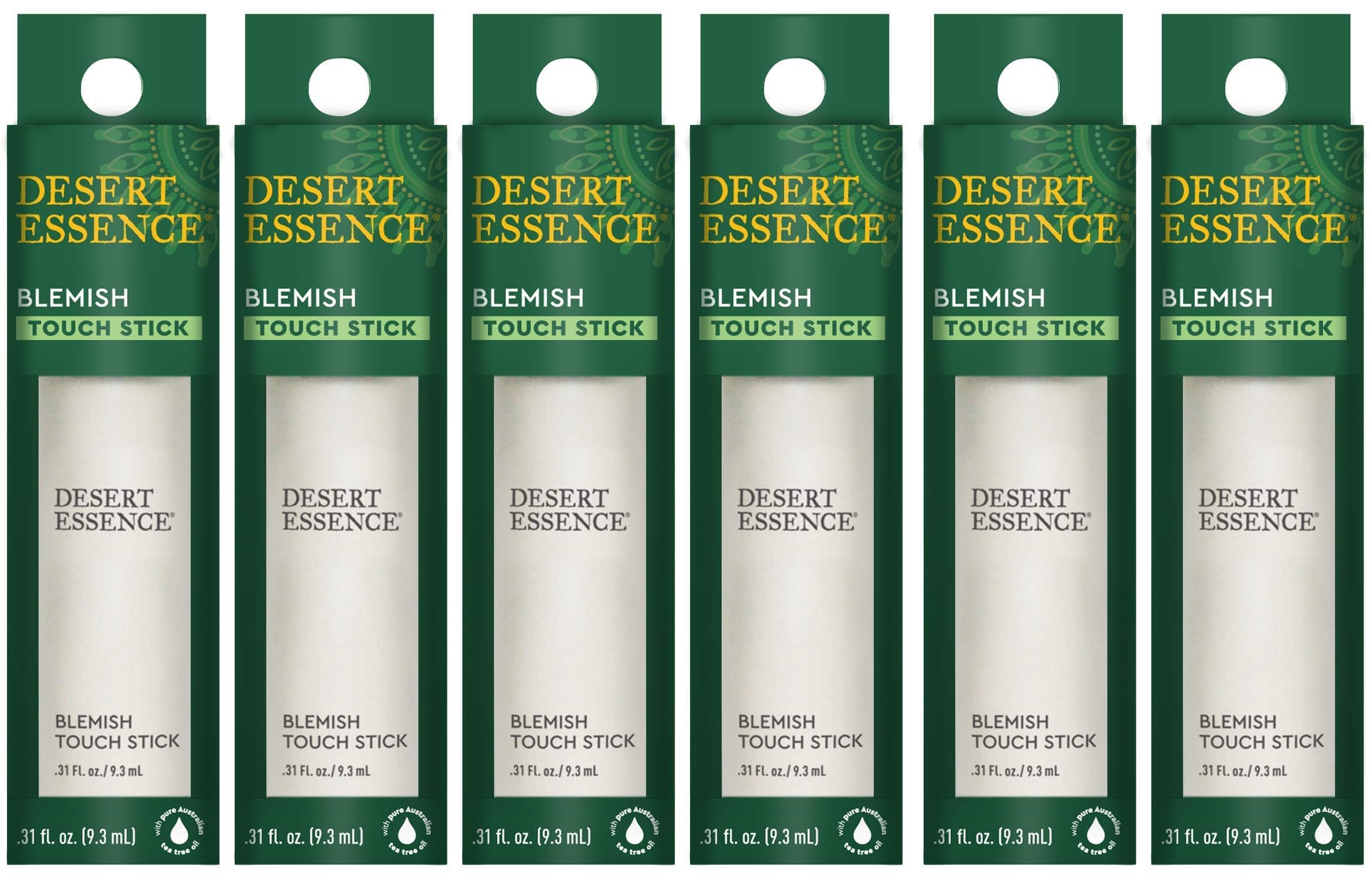 Desert Essence blemish-stick packaging; compact, travel-ready for blemish care.