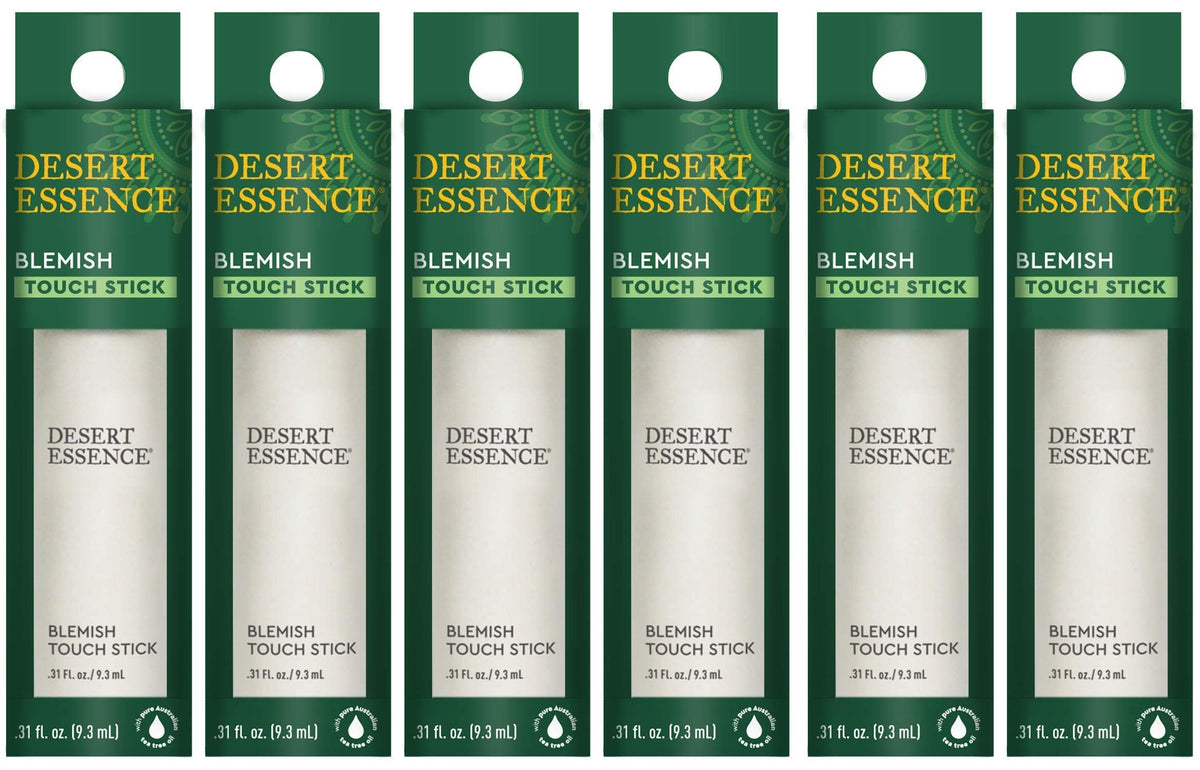 Desert Essence blemish-stick packaging; compact, travel-ready for blemish care.